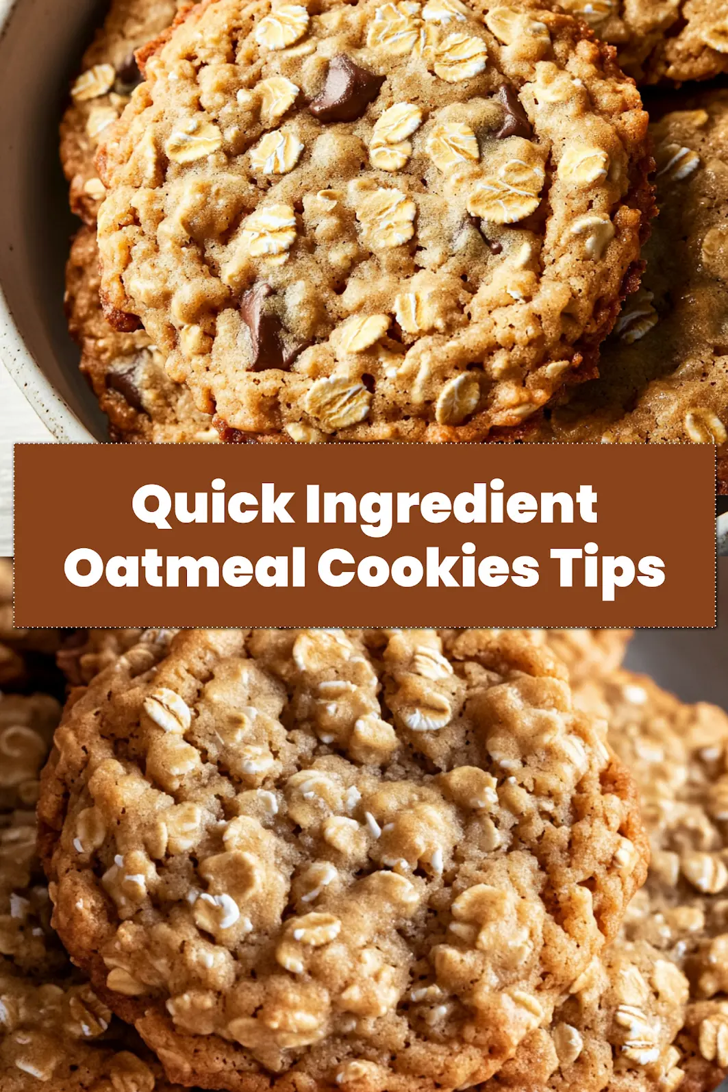 Close-up of ingredient oatmeal cookies on a clean background, pin view