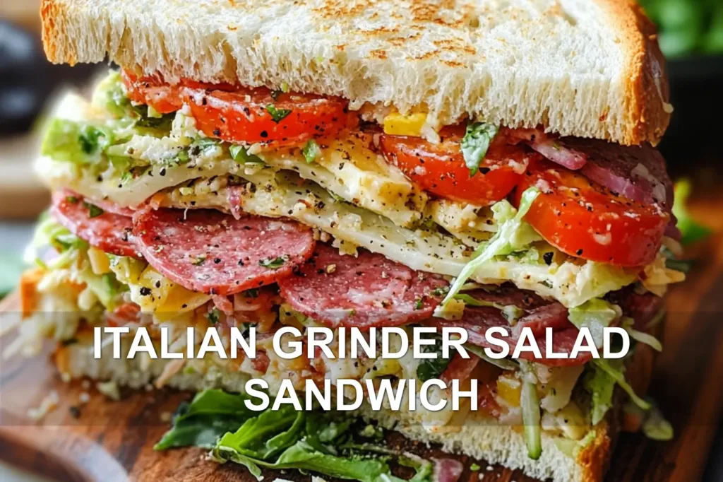 ITALIAN GRINDER SALAD SANDWICH centered hero view, clean and uncluttered