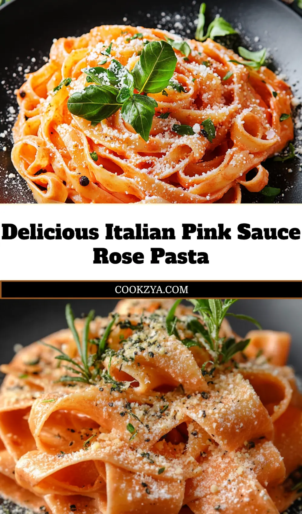 ITALIAN PINK SAUCE ROSE PASTA centered hero view, clean and uncluttered_pin