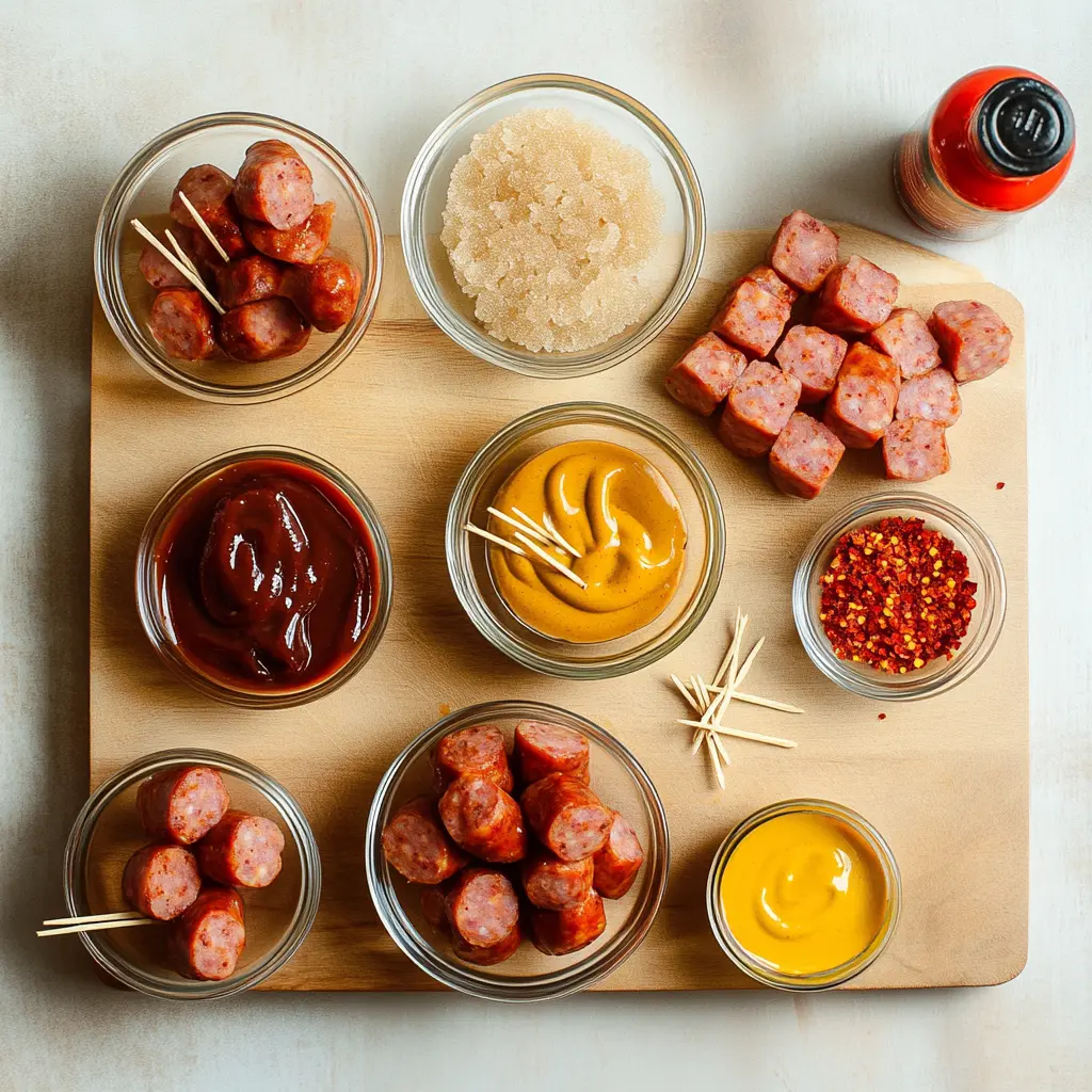 BBQ SAUSAGE BITES centered hero view, clean and uncluttered