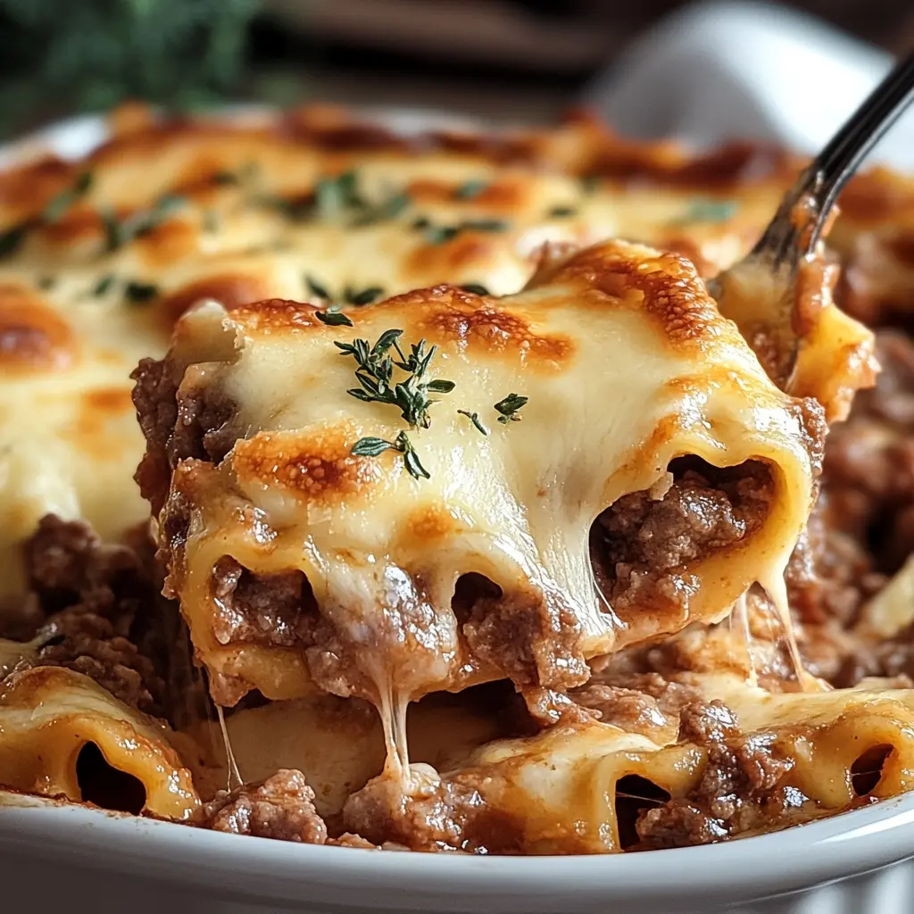 Ingredients for Beef and Cheese Ravioli Casserole laid out neatly