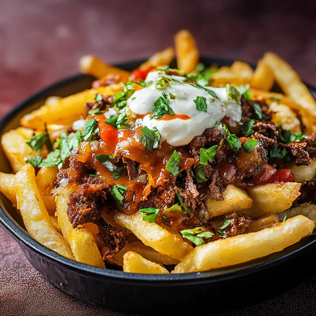 Ingredients for Birria Fries neatly arranged
