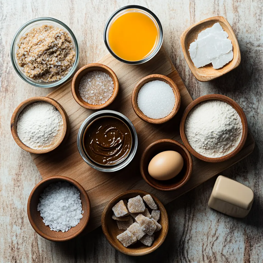 Ingredients for BISCOFF COOKIE BUTTER COOKIES arranged neatly on a clean surface