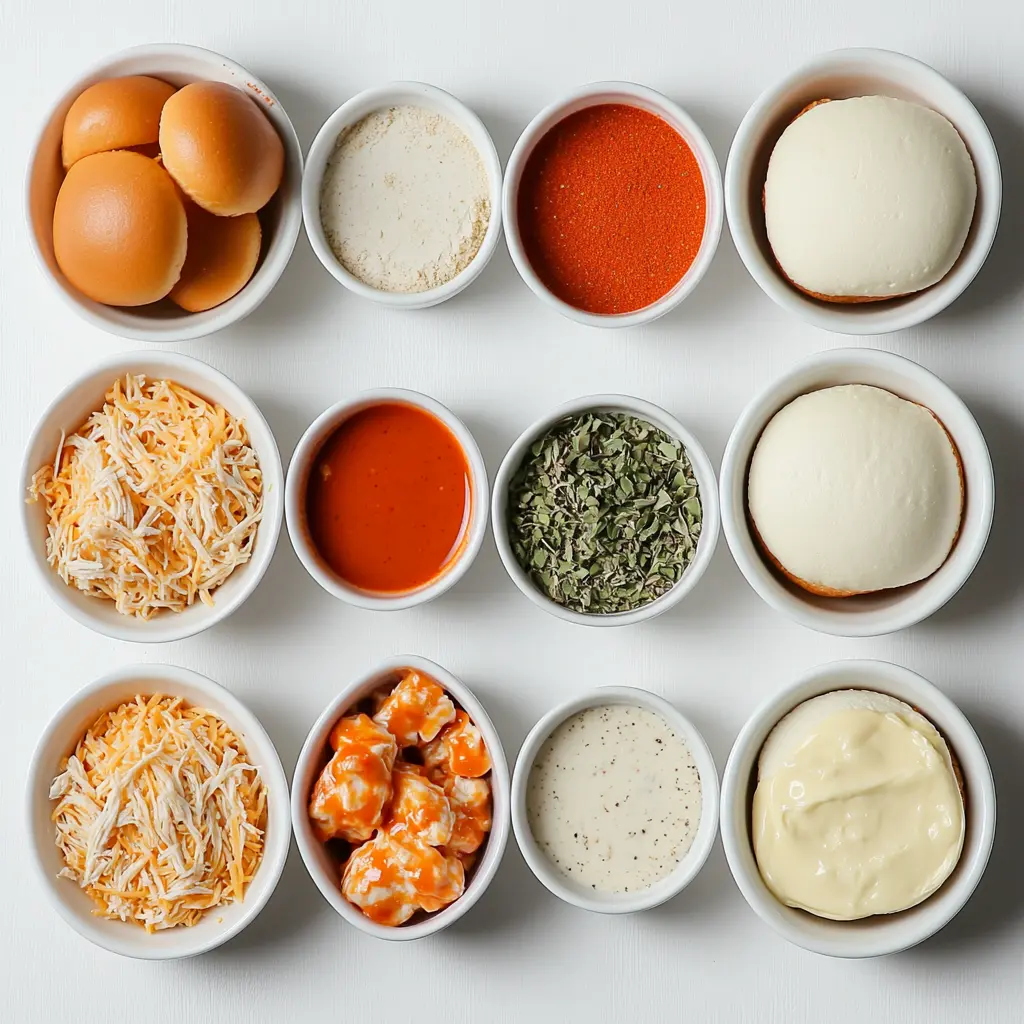 BUFFALO CHICKEN SLIDERS centered hero view, clean and uncluttered