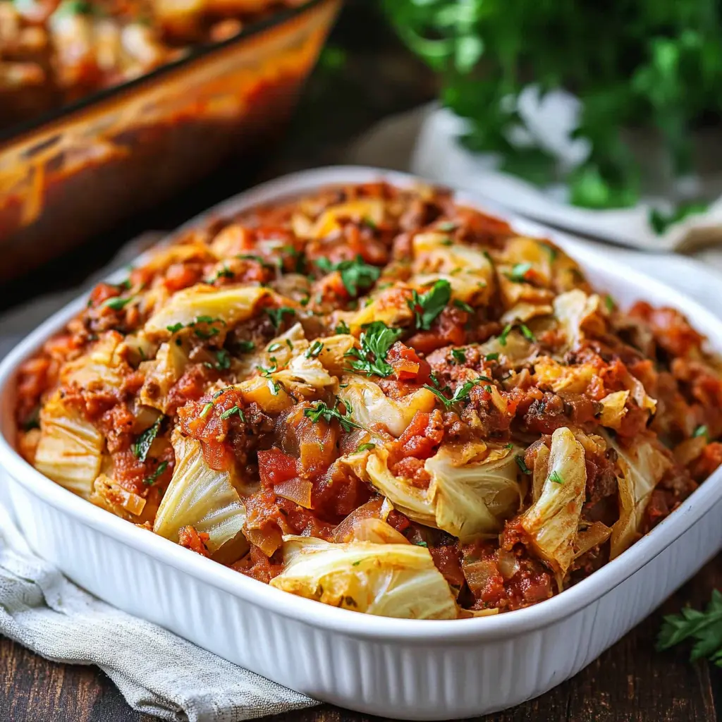Cabbage Rolls Casserole ingredients laid out in a clean and uncluttered setting