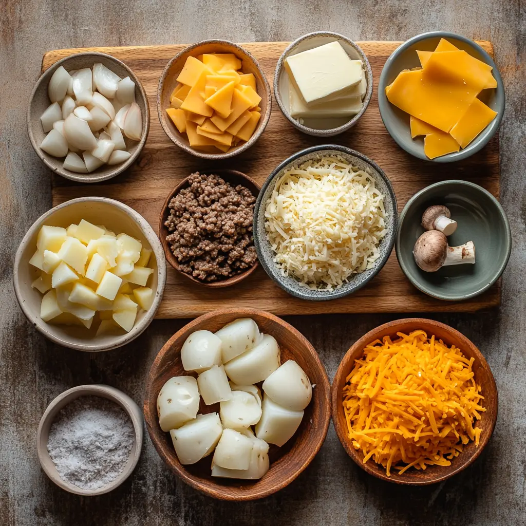 How to Make Cheesy Hamburger Potato Casserole Today 6 CHEESY HAMBURGER POTATO CASSEROLE centered hero view, clean and uncluttered