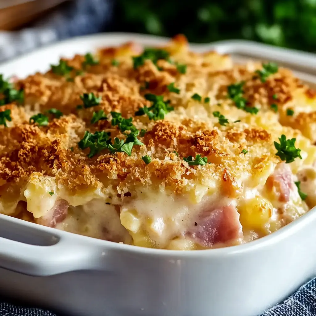 Chicken Cordon Bleu Casserole ingredients arranged neatly