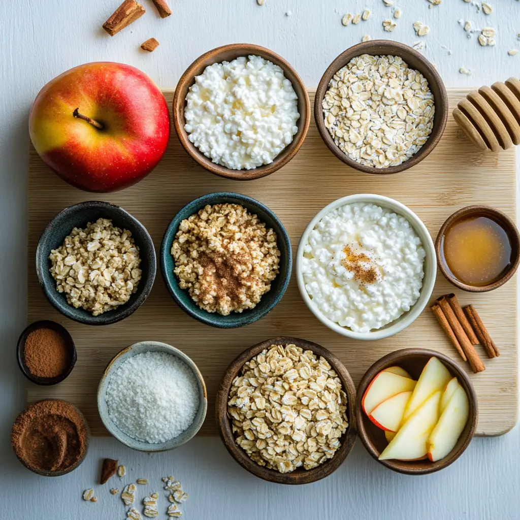 How to Make Cinnamon Apple Cottage Cheese Bites 6 CINNAMON APPLE COTTAGE CHEESE BITES centered hero view, clean and uncluttered