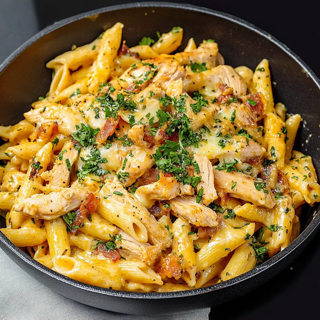 CRACK CHICKEN PENNE centered hero view, clean and uncluttered