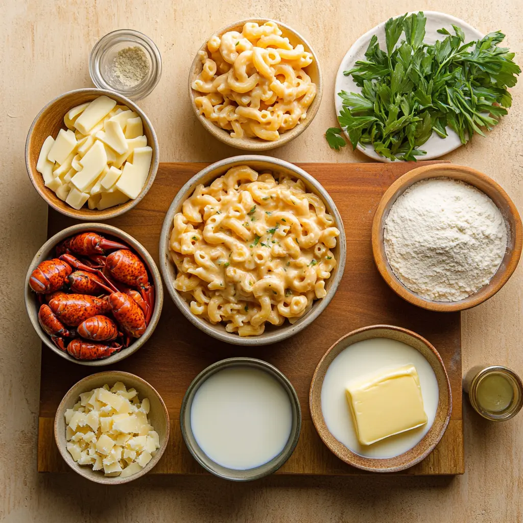 Discover Crawfish Mac and Cheese Delicious Recipe 6 A rich and creamy Crawfish Mac and Cheese, freshly baked in a cast iron skillet.