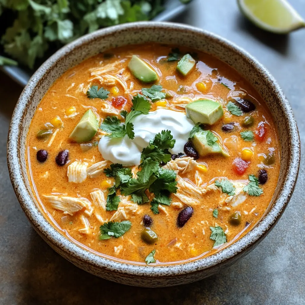 Creamy Chicken Enchilada Soup ingredients arranged neatly