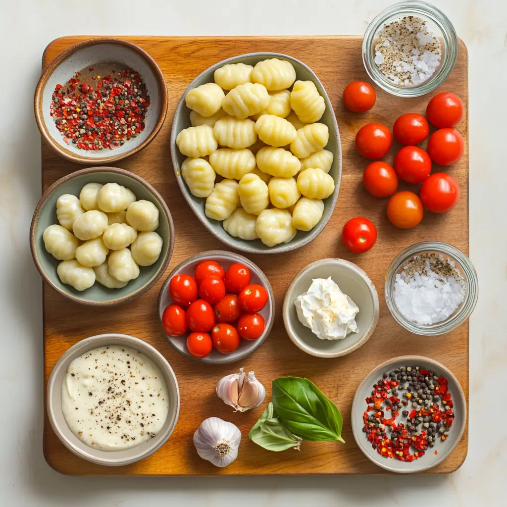 Creamy Tomato Gnocchi with Burrata centered hero view, clean and uncluttered