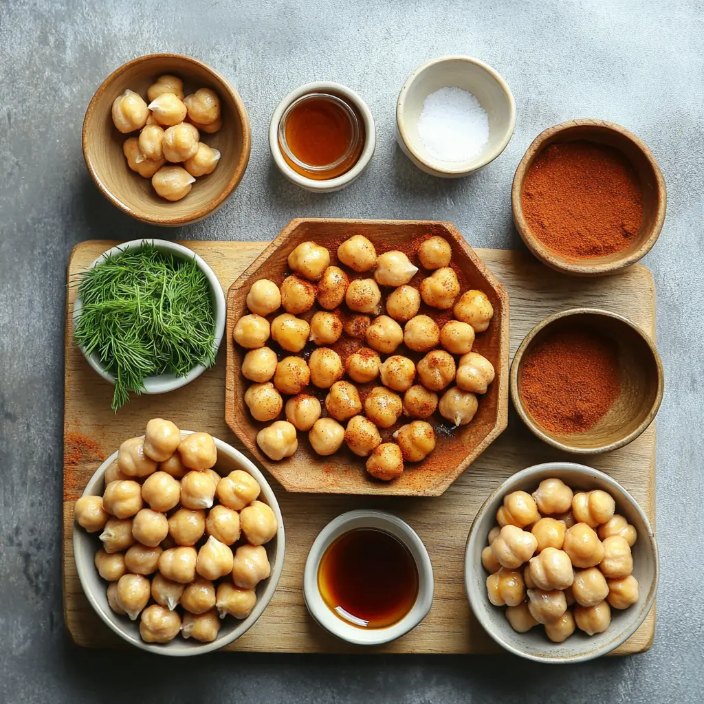 CRISPY ROASTED CHICKPEAS centered hero view, clean and uncluttered