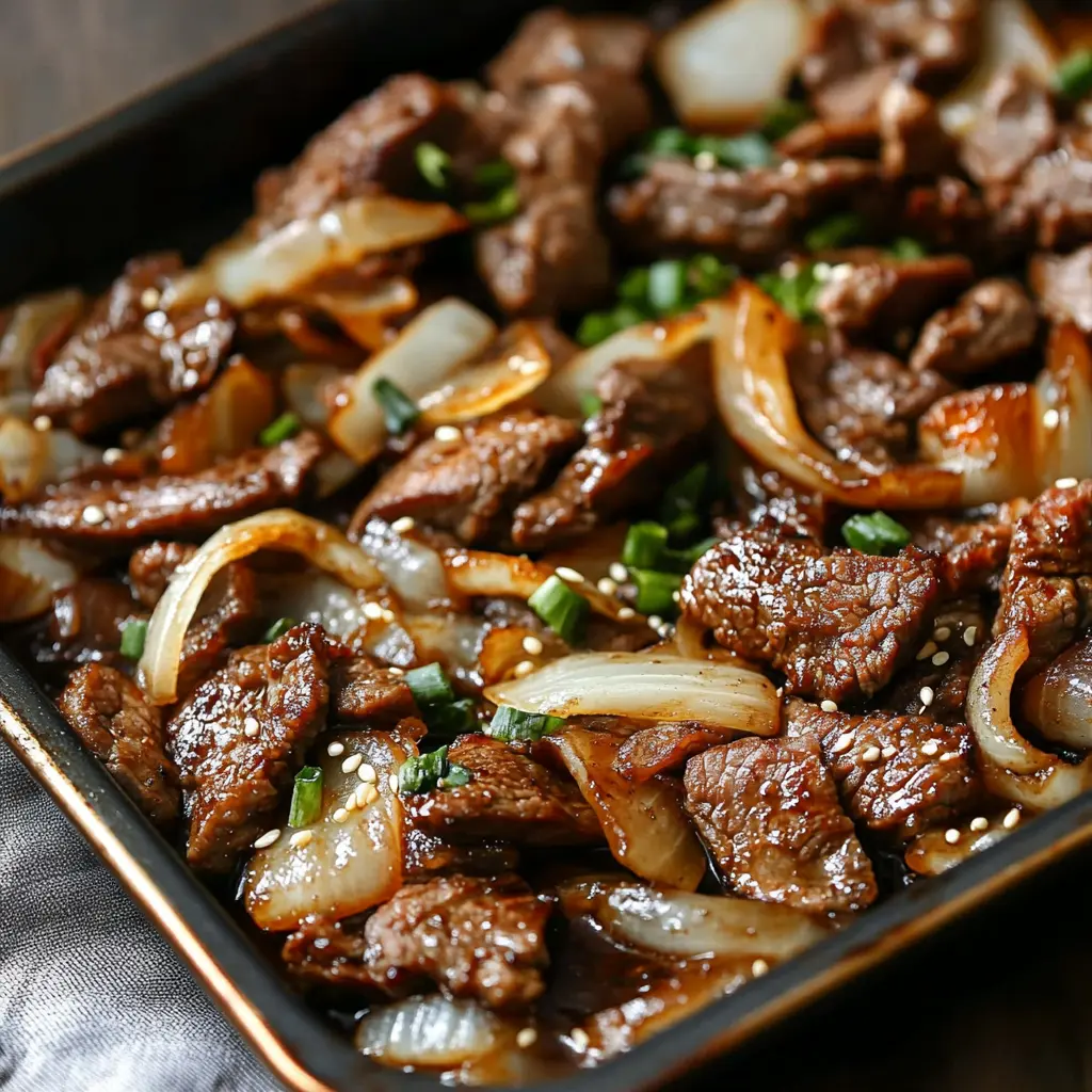 Ingredients for easy sheet pan beef bulgogi arranged cleanly