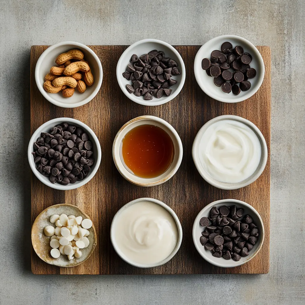 Frozen Greek Yogurt Peanut Chocolate Irresistible Recipe 6 FROZEN GREEK YOGURT PEANUT WITH CHOCOLATE CHIPS centered hero view, clean and uncluttered