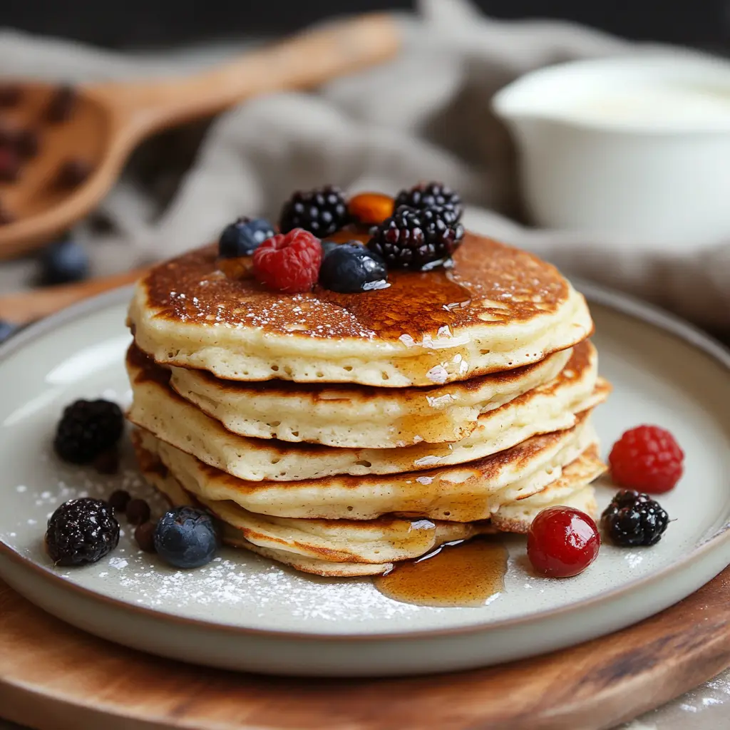 Ingredients for Greek yogurt pancakes neatly arranged on a clean surface