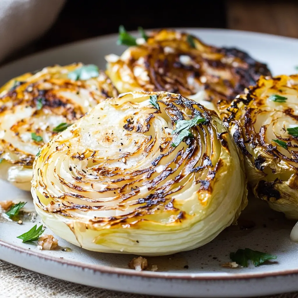 Grilled Garlic Cabbage Steaks ingredients laid out neatly