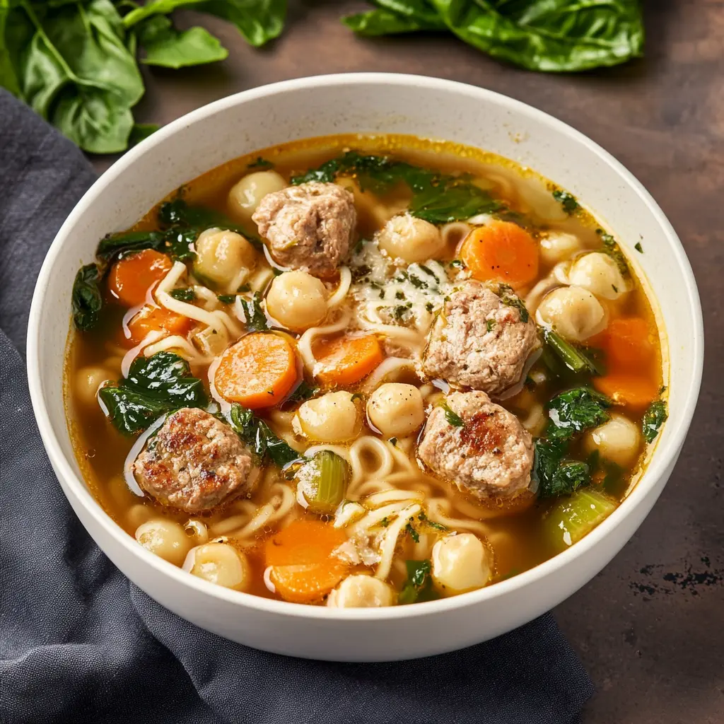 Ingredients for Italian Wedding Soup laid out cleanly