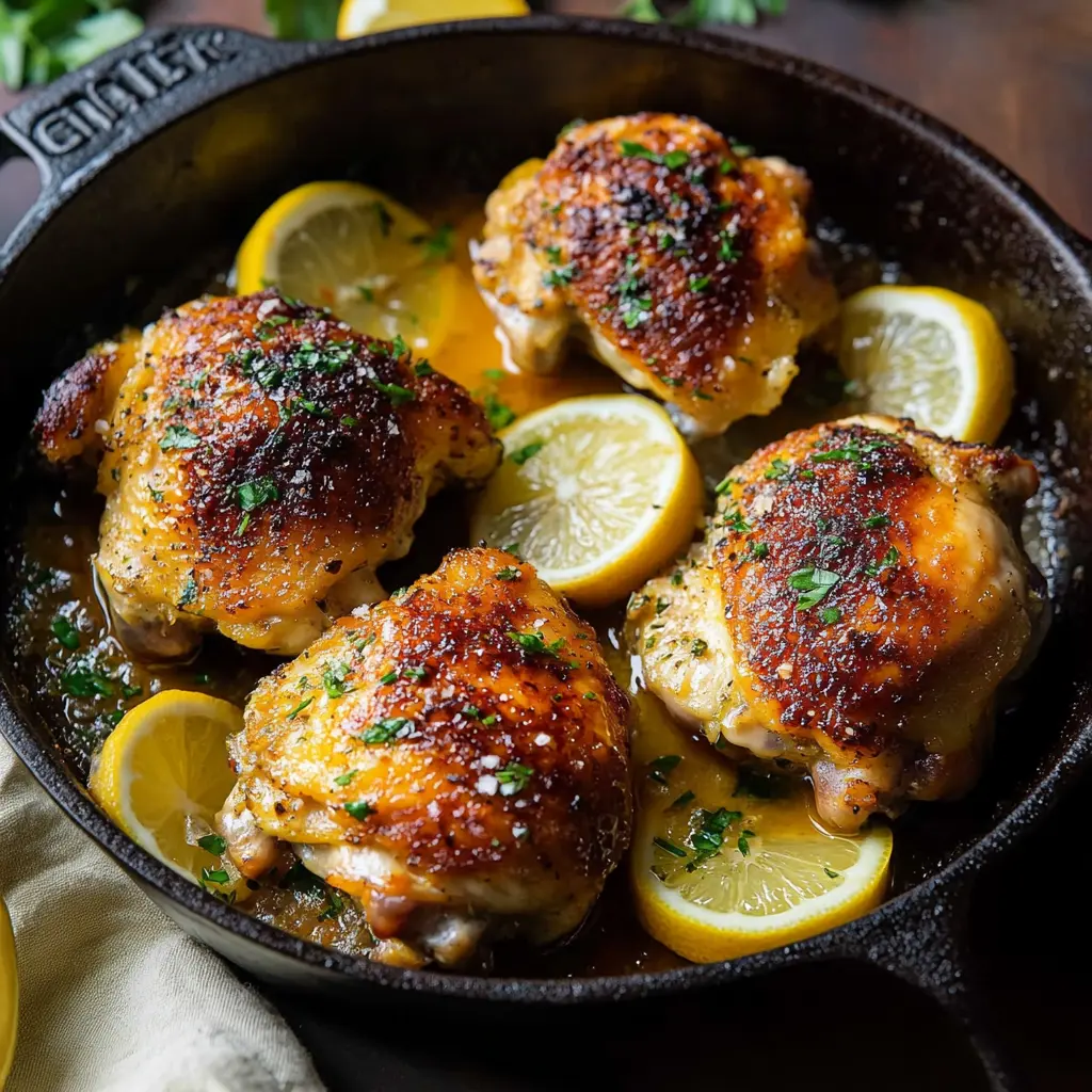 Ingredients for Lemon Butter Chicken Thighs displayed on a clean surface