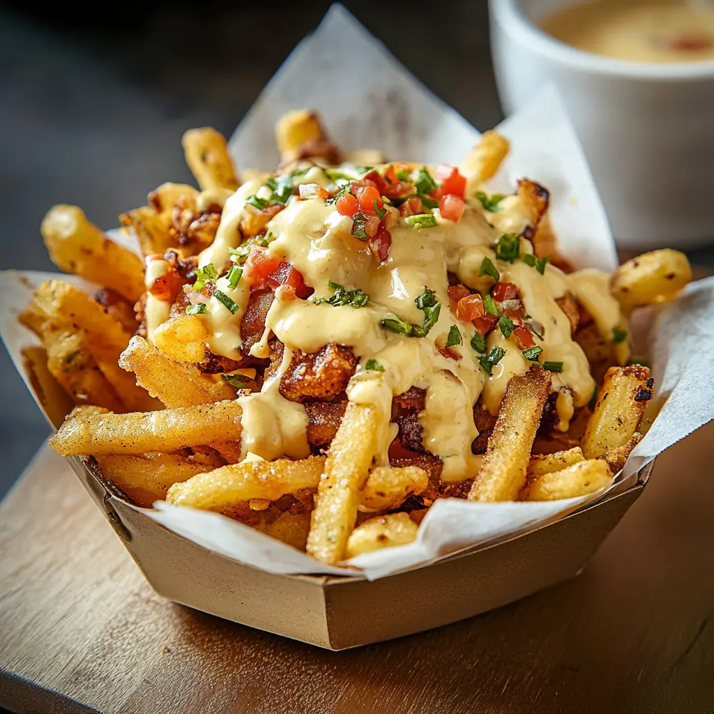 How to Make Louisiana Voodoo Fries Easily 6 Ingredients laid out for Louisiana Voodoo Fries, showing all necessary components in a clean, organized setting