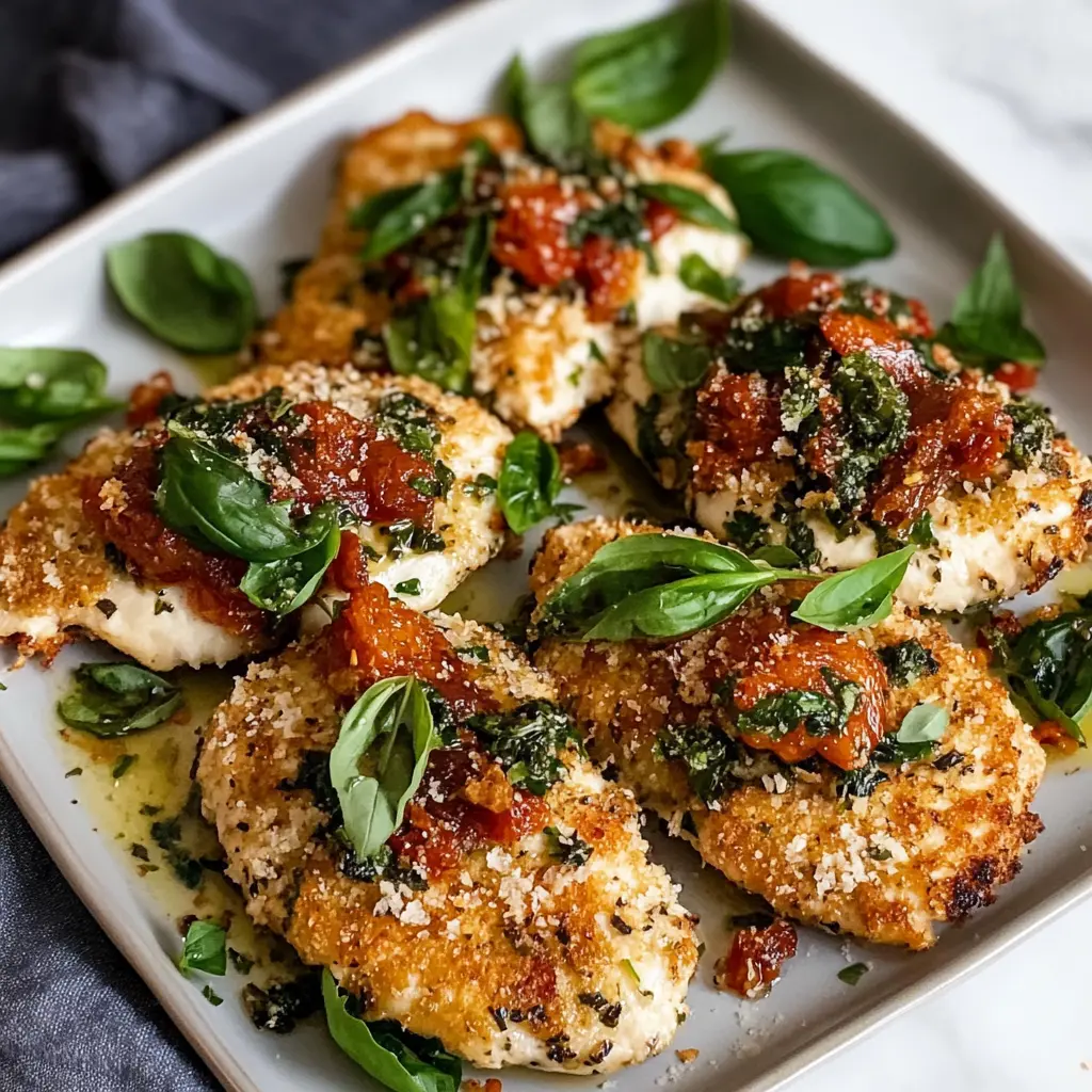 PARMESAN BASIL CHICKEN CUTLETS centered hero view, clean and uncluttered