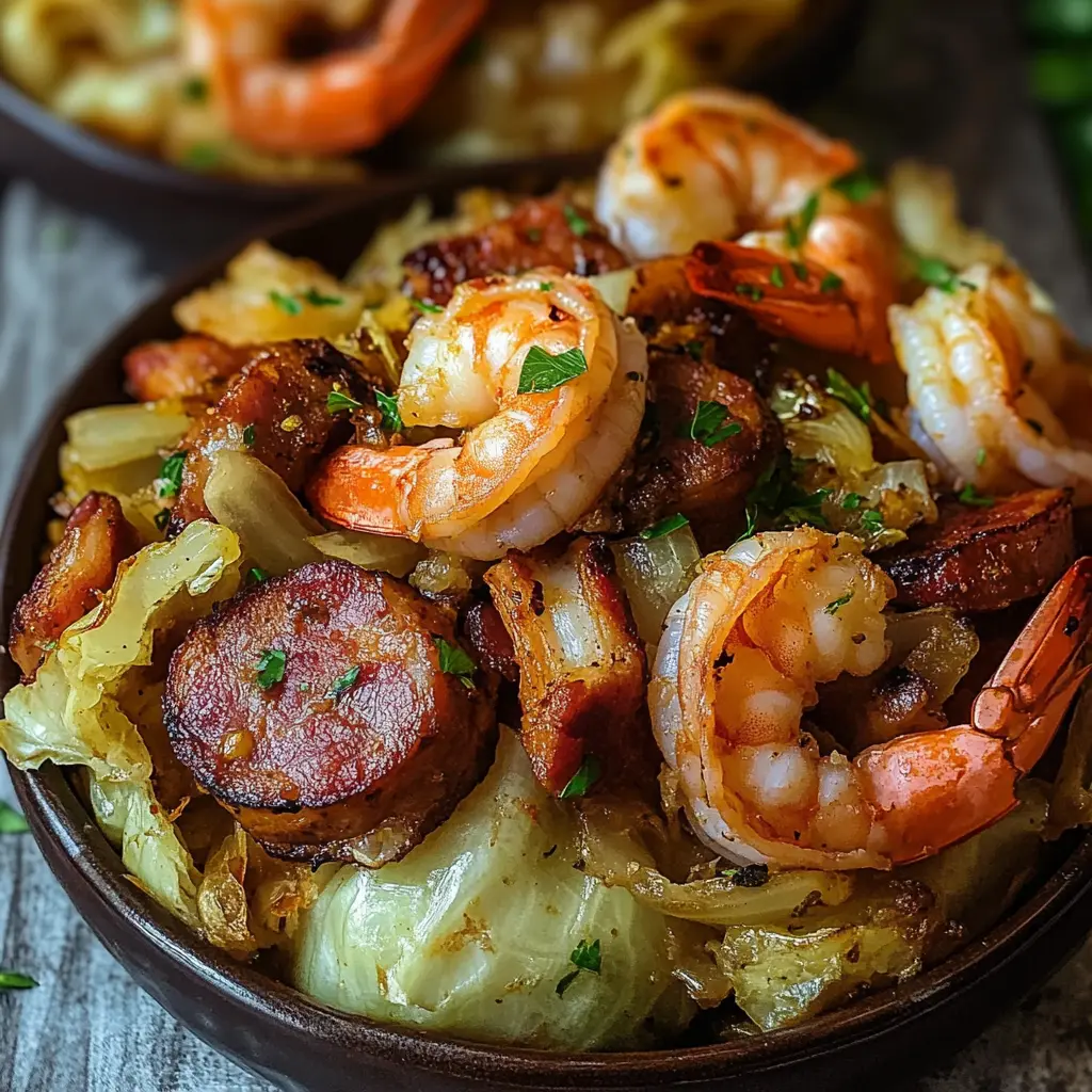 Viral Cabbage Boil with Sausage, Shrimp, and Bacon ingredients laid out neatly