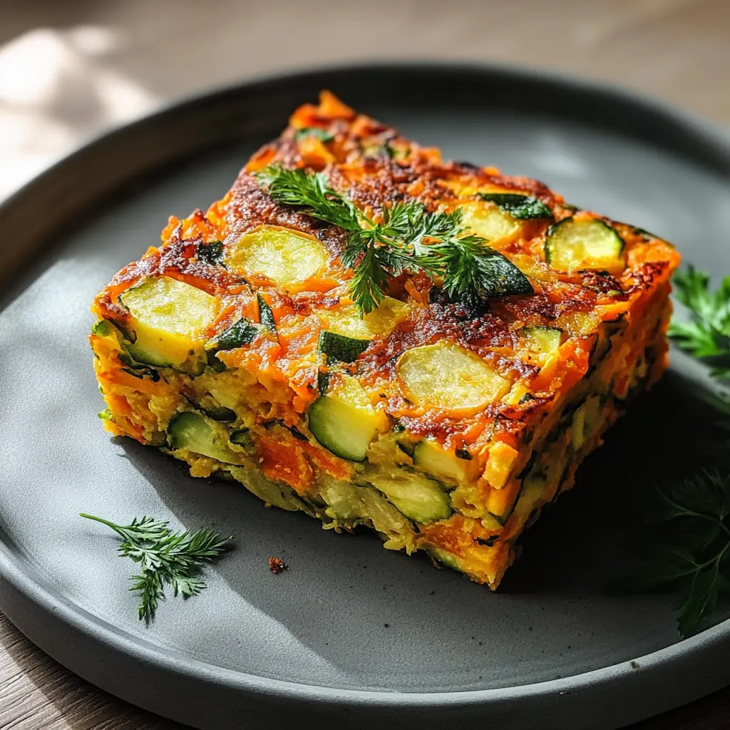 Ingredients for zucchini and carrot slice arranged neatly