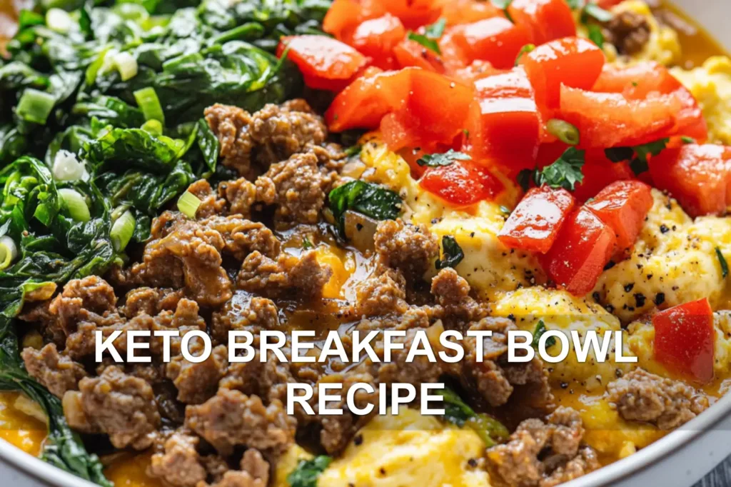 KETO BREAKFAST BOWL RECIPE centered hero view, clean and uncluttered