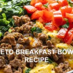 KETO BREAKFAST BOWL RECIPE centered hero view, clean and uncluttered