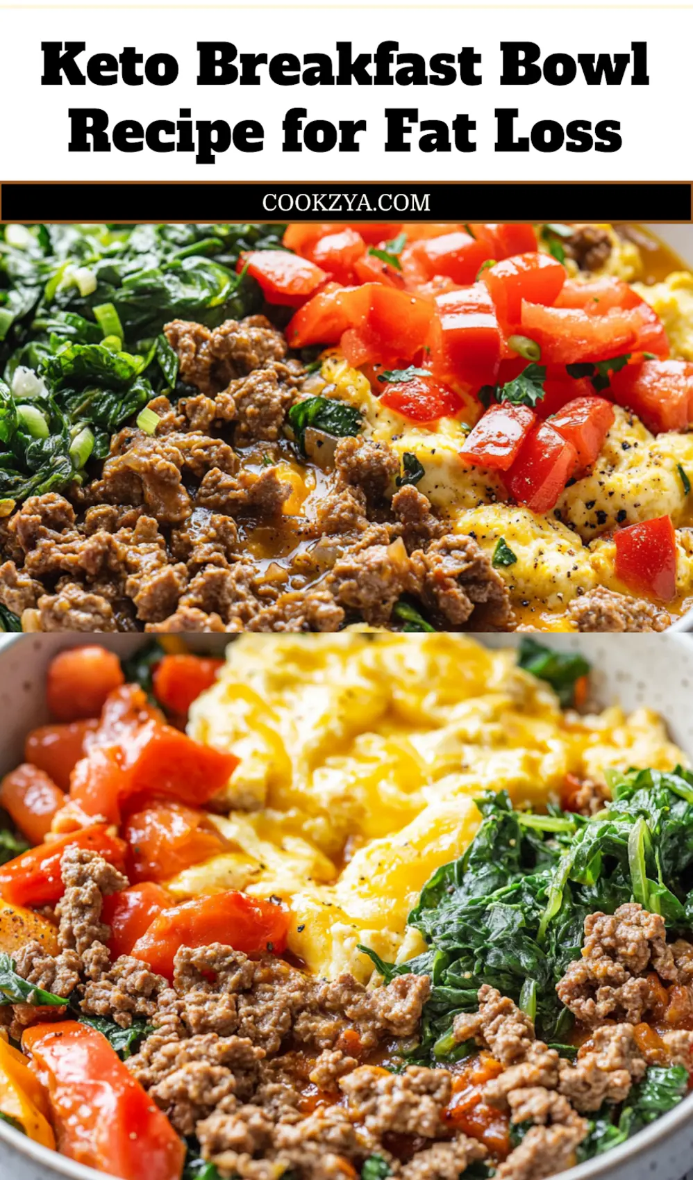 KETO BREAKFAST BOWL RECIPE, centered hero view, clean and uncluttered