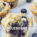 LEMON BLUEBERRY MUFFINS centered hero view, clean and uncluttered