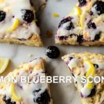 LEMON BLUEBERRY SCONES centered hero view, clean and uncluttered