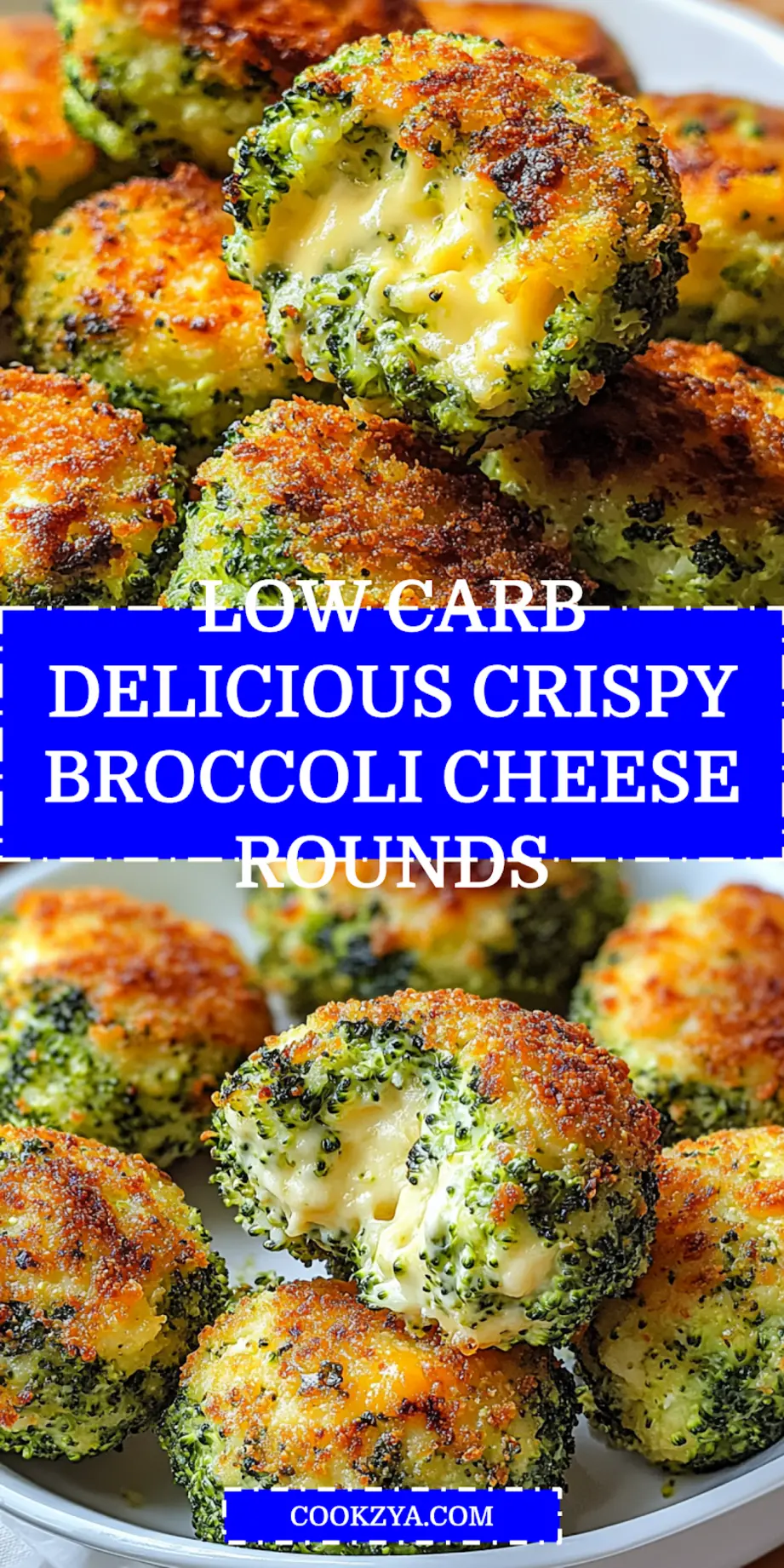 LOW CARB CRISPY BROCCOLI CHEESE ROUNDS centered hero view, clean and uncluttered_pin