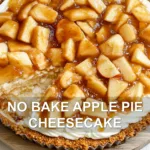 NO BAKE APPLE PIE CHEESECAKE centered hero view, clean and uncluttered