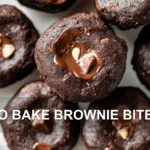 NO BAKE BROWNIE BITES centered hero view, clean and uncluttered