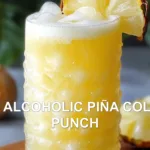 NON ALCOHOLIC PIÑA COLADA PUNCH centered hero view, clean and uncluttered