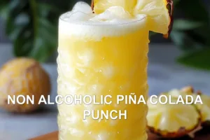 NON ALCOHOLIC PIÑA COLADA PUNCH centered hero view, clean and uncluttered