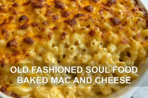 Irresistible Old Fashioned Soul Food Mac and Cheese OLD FASHIONED SOUL FOOD BAKED MAC AND CHEESE centered hero view, clean and uncluttered