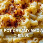 ONE POT CREAMY MAC AND CHEESE centered hero view, clean and uncluttered