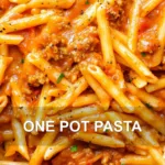 ONE POT PASTA centered hero view, clean and uncluttered