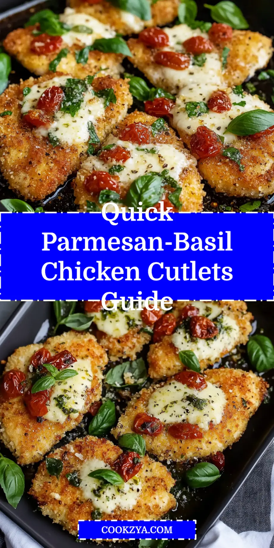 PARMESAN BASIL CHICKEN CUTLETS centered hero view, clean and uncluttered_pin