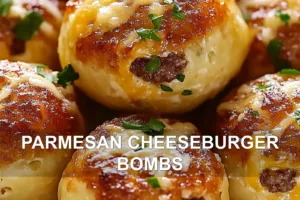 PARMESAN CHEESEBURGER BOMBS centered hero view, clean and uncluttered