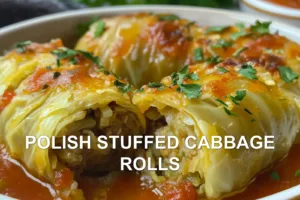 POLISH STUFFED CABBAGE ROLLS centered hero view, clean and uncluttered