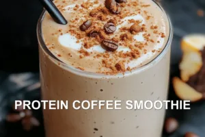 PROTEIN COFFEE SMOOTHIE centered hero view, clean and uncluttered