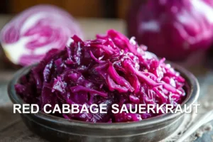 RED CABBAGE SAUERKRAUT centered hero view, clean and uncluttered