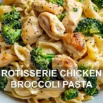 ROTISSERIE CHICKEN BROCCOLI PASTA centered hero view, clean and uncluttered
