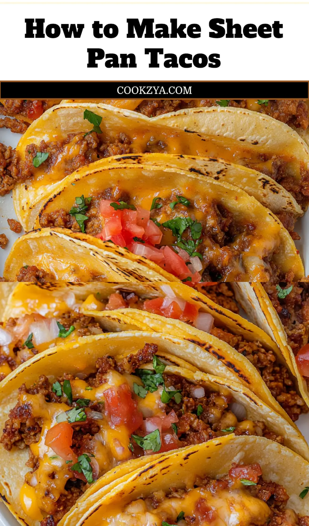 Make Sheet Pan Tacos for a Thrilling Dinner Experience 7 SHEET PAN TACOS centered hero view, clean and uncluttered_pin