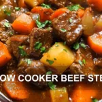 SLOW COOKER BEEF STEW centered hero view, clean and uncluttered