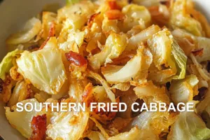 SOUTHERN FRIED CABBAGE centered hero view, clean and uncluttered