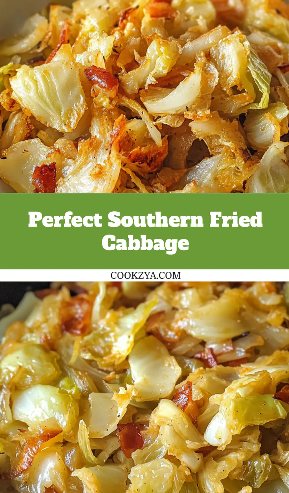 Serving of Southern Fried Cabbage on a plate, showcasing the warm and colorful dish